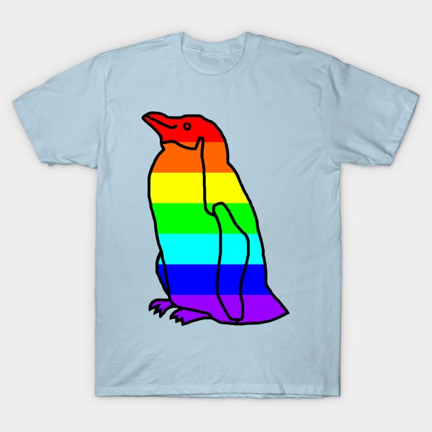 Penguin Rainbow Stripes T-Shirt by ellenhenryart